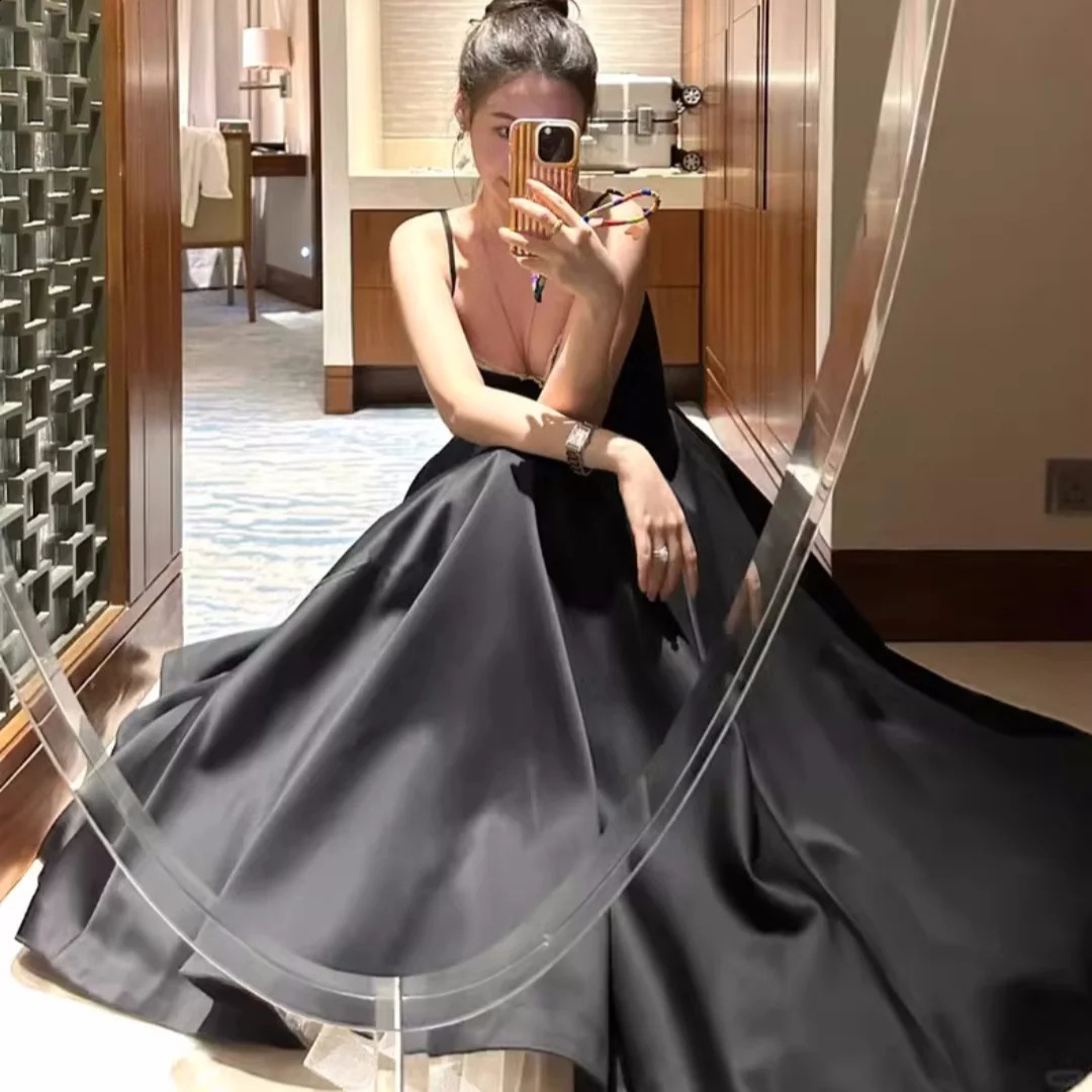 Xmas Sleeveless Maxi Dresses Elegant Ladies V-Neck High Waist Party Dresses for Female Robe Christmas Clothes Festival Sundress 240918
