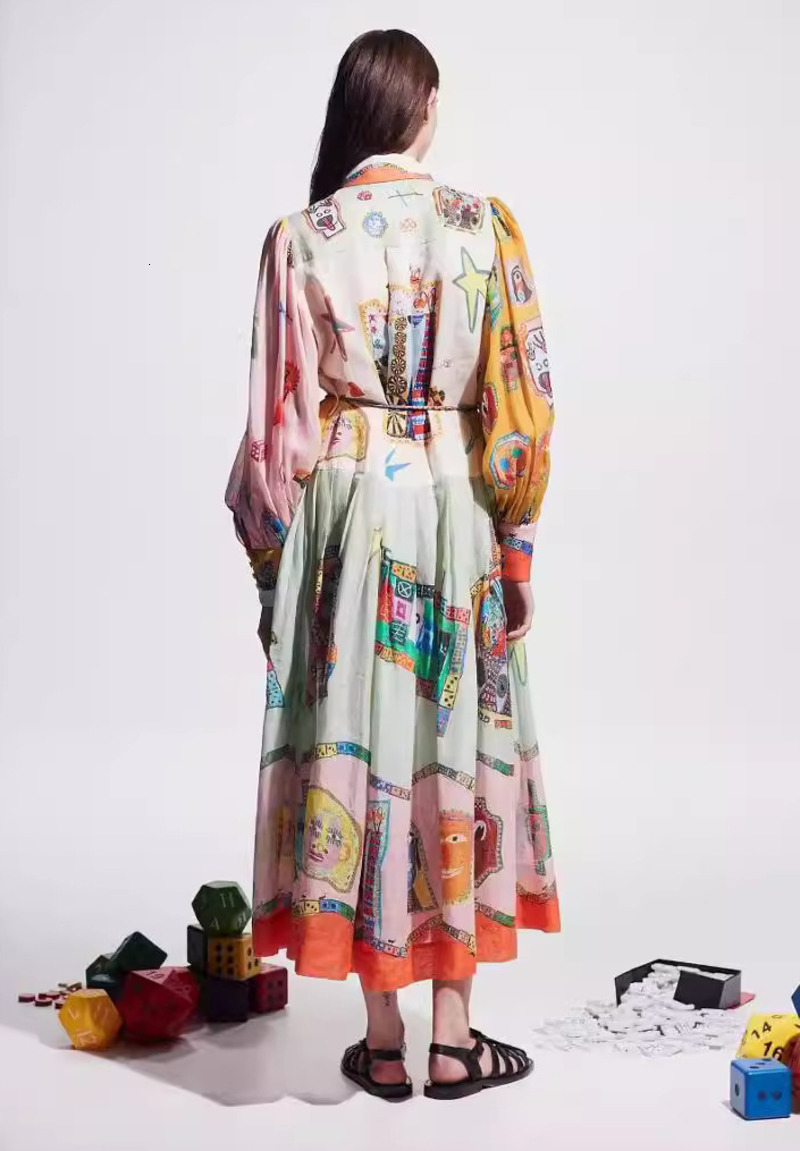 Australian Fashion Women Linen Shirt Dress Flower Printed Summer Spring Dresses Skirt Elegant Slim Fit Long Linen Clothes S-XL