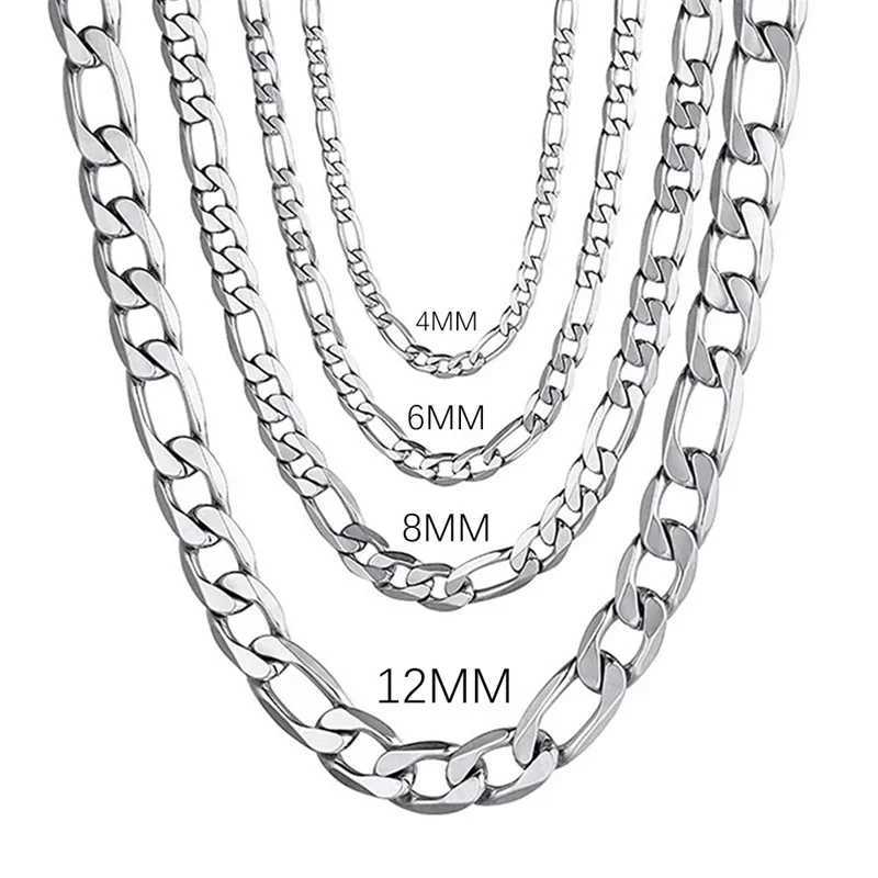 Mens 925 Sterling Silver 4MM/6MM/8MM/12MM Chain Necklace 16-30 Inch for Man Women Fashion Jewelry High End NecklaceX240919