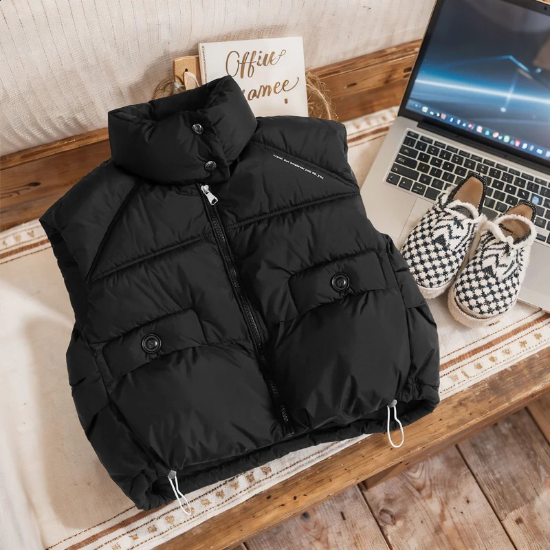 Children vest winter thickening warm boy and girl Korean version fashion Joker down sleeveless jacket 3-9 year old Kids clothing 240913