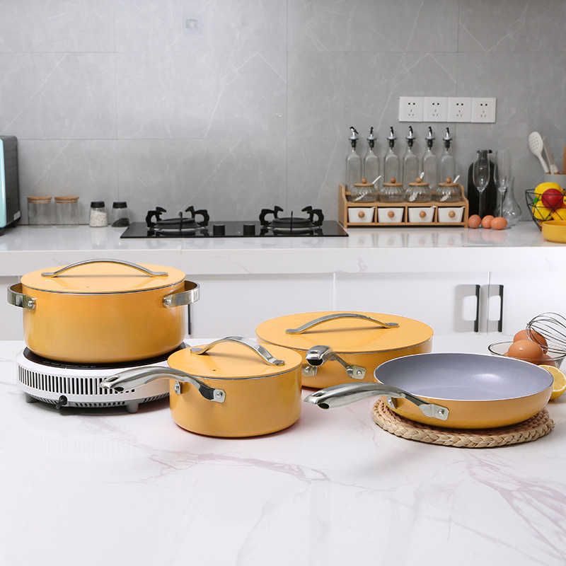 New aluminum ceramic non stick pan frying pan milk pot festive gift set of four pieces set of pan X240919