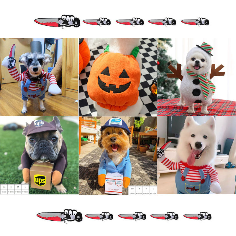 Pet Deadly Doll Dog Costume Halloween Christmas Dog Costume Adjustable Dog & Cat Cosplay Costume for Small and Medium Pets