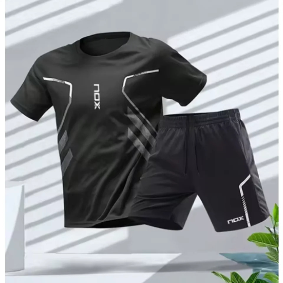 Nox Padel Tracksuit Summer Mens T-shirt And Shorts Tracksuit Breathable And Loose Tennis Tracksuit Running Training Wear 240918