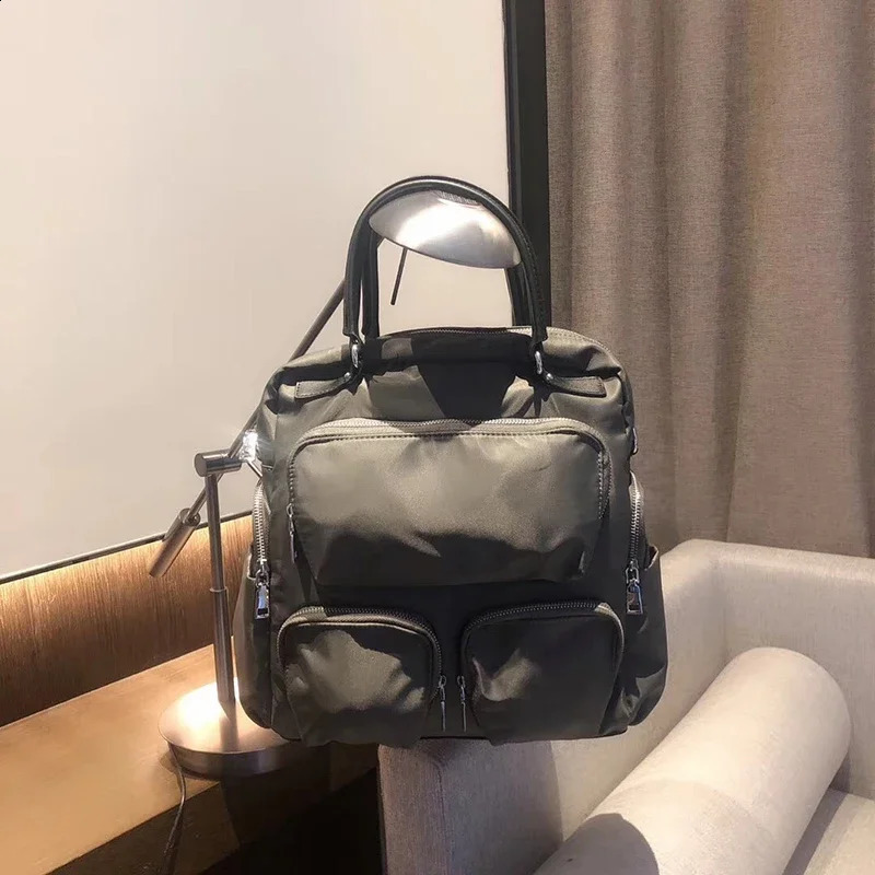 Women Backpack Premium Nylon Fabric Multi Pocket Versatile Fashion Travel Double Shoulder Casual Dual Single Shoulder Crossbody 240909