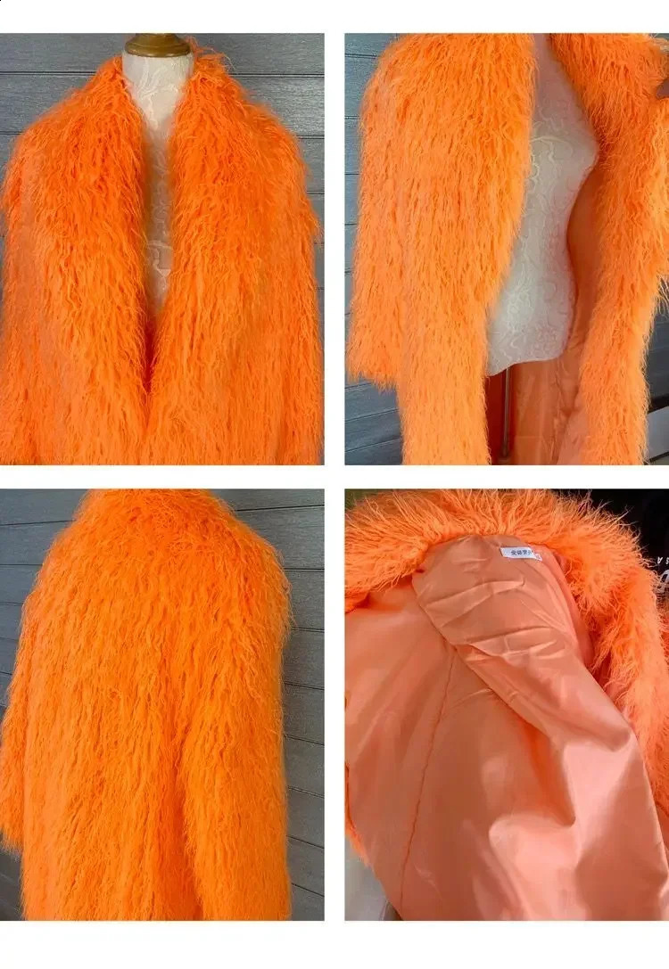 Fashion Womens Jacket Teddy Extra Long Artificial Wool Coat Womens Solid Collar Fluffy Artificial Fur Jacket Warm Thick Coat 240919