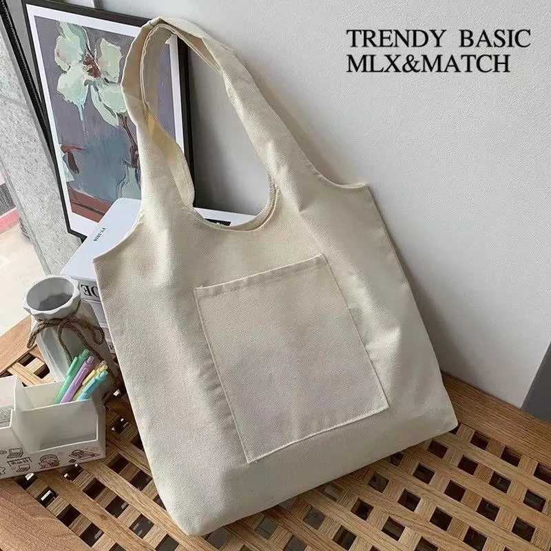 Shopping Bags Solid Color Canvas Tote Bag Shoulder Bags Fashion Casual Garden Eco Friendly Reusable Cute School Tote Bags Z250224