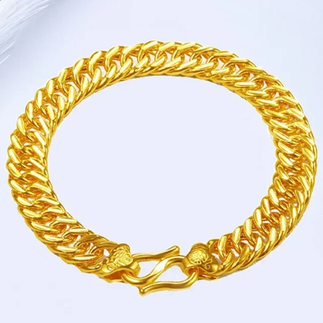 9999 24k Real Gold Bracelet for Men Rich in Boss Chain Eight Directions Enriching Local Tyrants 240912