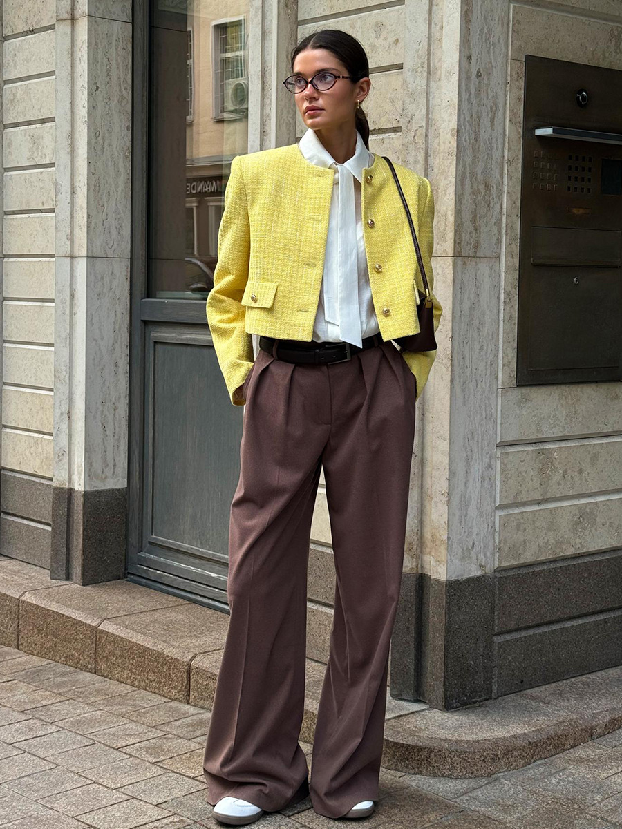 Dress Set Dabuwawa Autumn and Winter Female Vintage Women Temperament Tweed Dress Suit Split Set Skirt