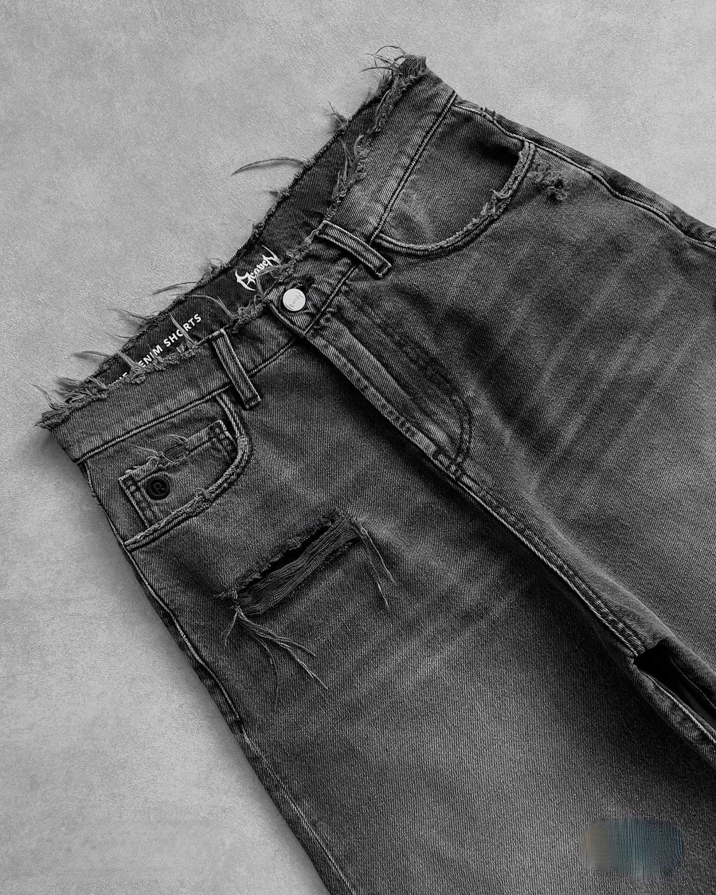 Men Women Summer Hip Hop Ripped Hole Denim Shorts Y2k Black Punk Wash Baggy Work Shorts Vintage Raw Edge Casual Jorts StreetwearX240914