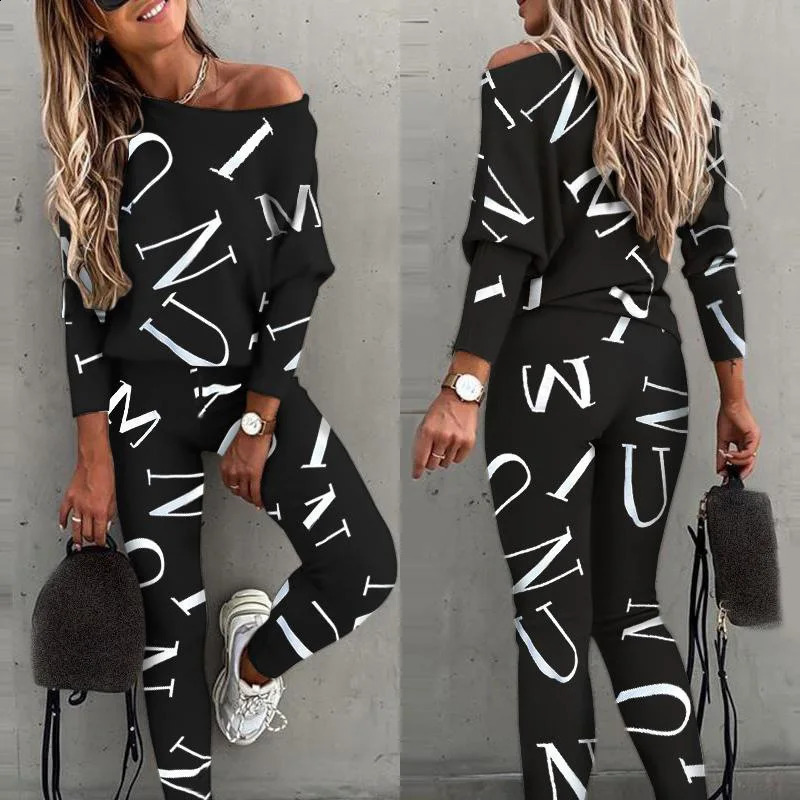 Women Tracksuit Autumn Winter Warm Letter Top Suits Casual Yoga Set Sweatshirts And Jogging Pants Outfits Sweatpants 2 Piece Set 240918