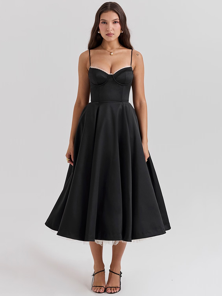 Mozision Elegant A-E Backless Midi For Women Fashion Spaghetti Strap Sleeveless Loose Club Party Sexy Dress New