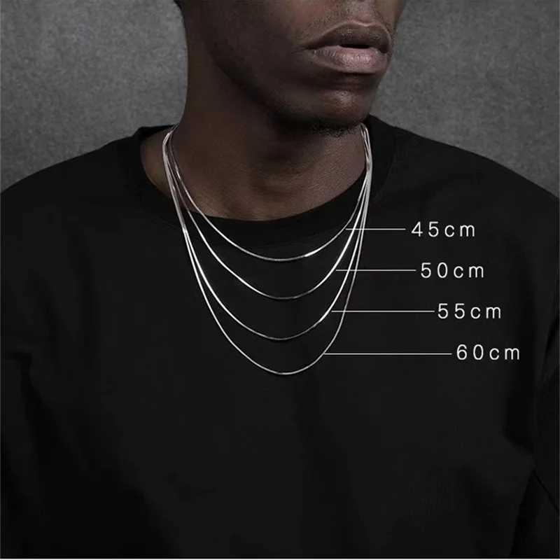1.2mm Square Snake Chain Men Necklace Silver Color Stainless Steel Clavicle Chain Necklace For Women Hip Hop Jewelry AccessoriesX240919