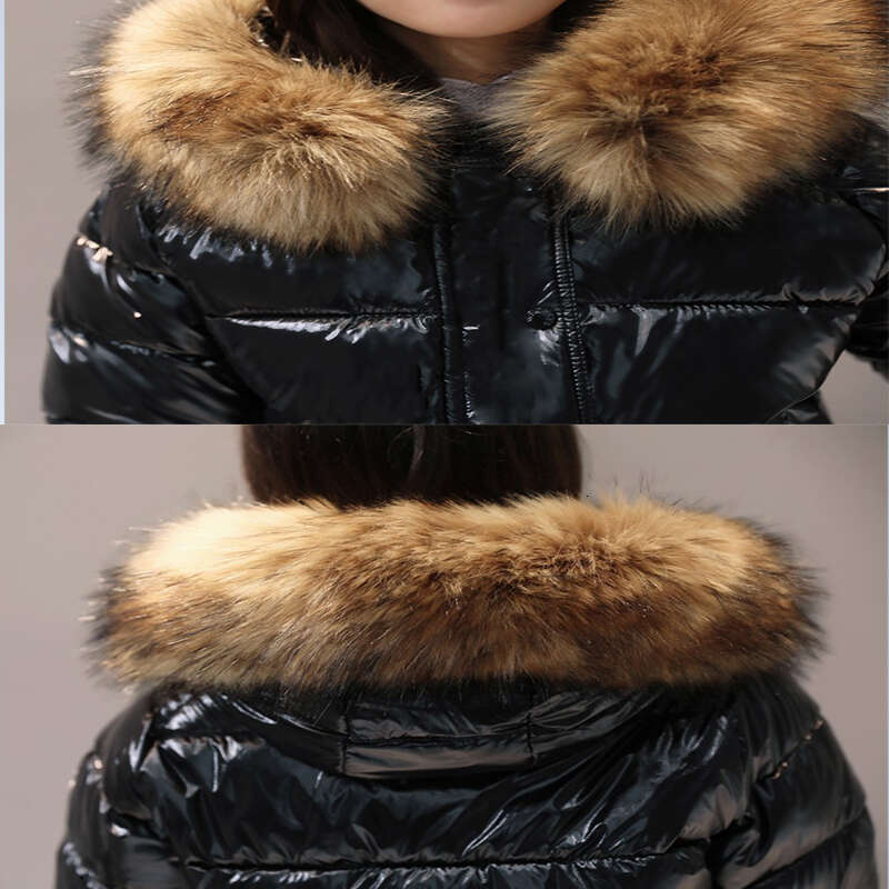 Big Fur 2023 New Winter Jacket Women Parkas Hooded Waterproof Down Parka Female Jacket Glossy Short Coat Woman Slim Warm Outwear