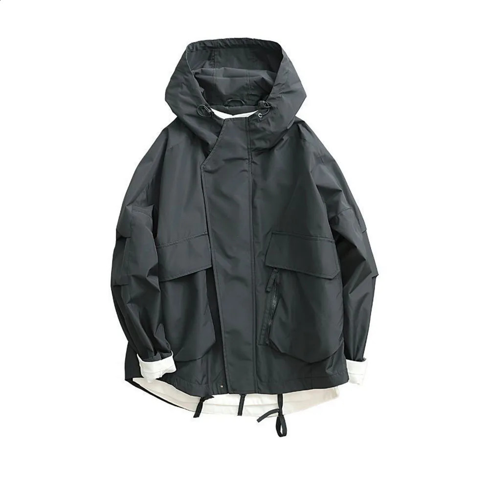 Spring Autumn Windbreak Jackets Men Japanese Vintage Fashion Three-dimensional Hoodie Loose Male Coat Bomber Jacket Men Clothing 240911