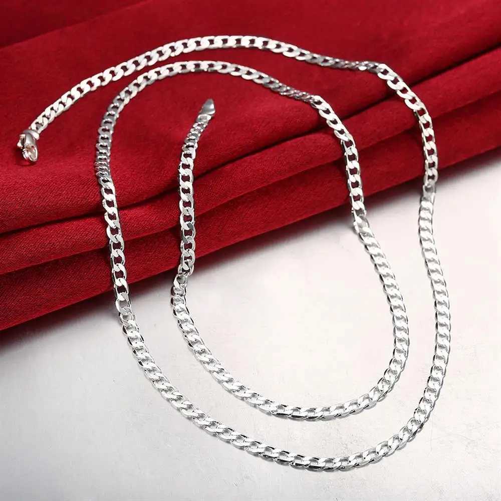 925 Sterling Silver 16-30 Inches Exquisite 4MM sideways Chain necklace for women lady men Fashion Party Wedding Jewelry GiftsX240919