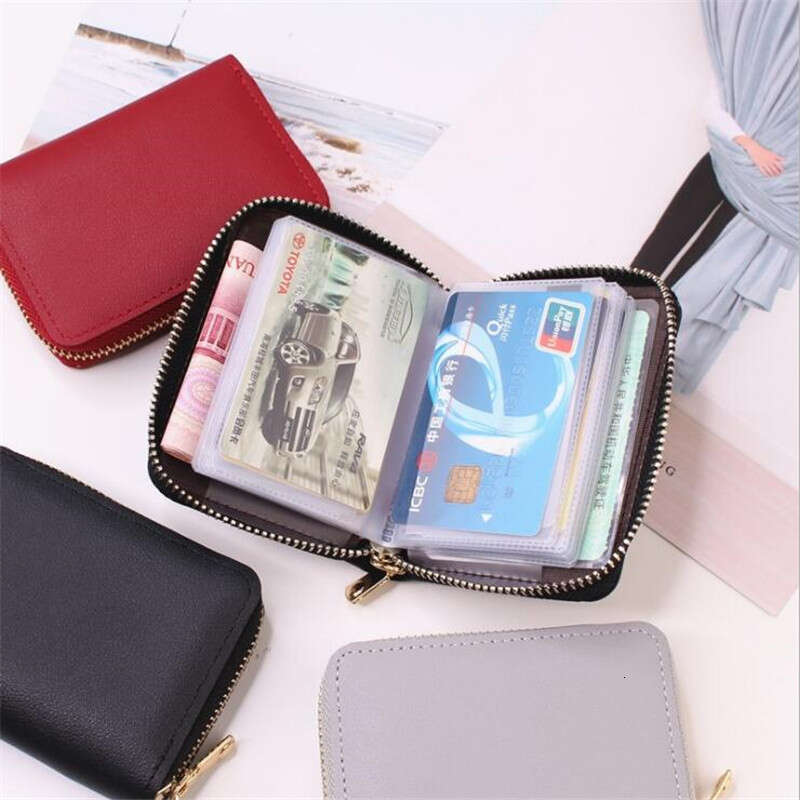 Designer Wallet Purse Card Holder Women/men Business Card Holder Wallet Case Red/black/gray/yellow/blue/purple Credit Card Holder Case 26 Bits Zipper 