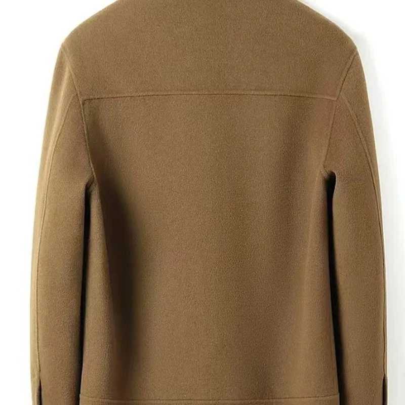 Men's Wool Blends 2024 Autumn/Winter New Korean Mens Wool Coat Business and Leisure Thick Warm Collar Short Sleeve Casual Edition Wool Coat J2408