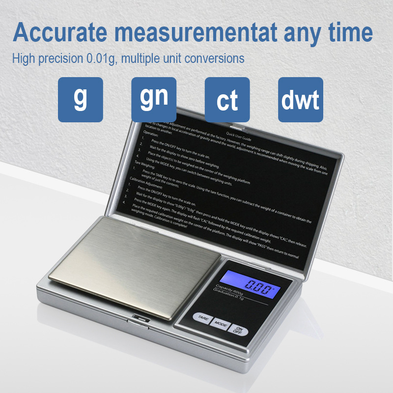 Mini Pocket Digital Scale Silver Weighing Scales Coin Gold Diamond Jewelry Weigh Balance Measurement 500g/0.01G