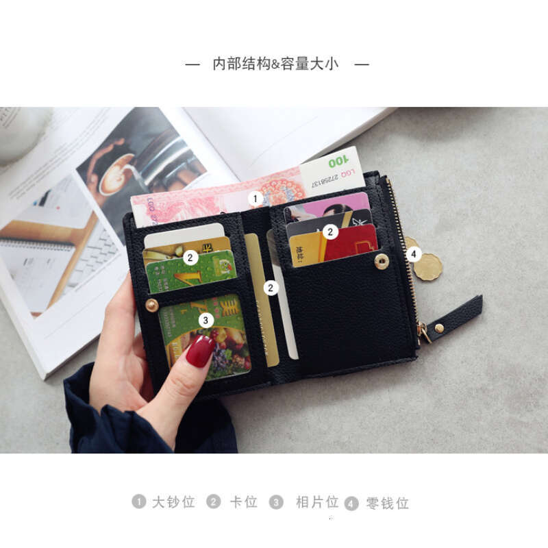 Designer Wallet Purse Card Holder Women's Vertical Buckle Wallet Cherry Embroidered Short Trend Small Wallets 2023 New Student Simple Wallet Wome