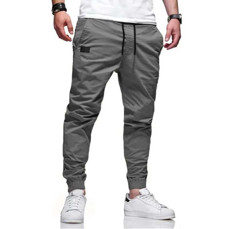 New slim casual pants simple European and American casual solid color splicing work leather pants young trendy pants W250411