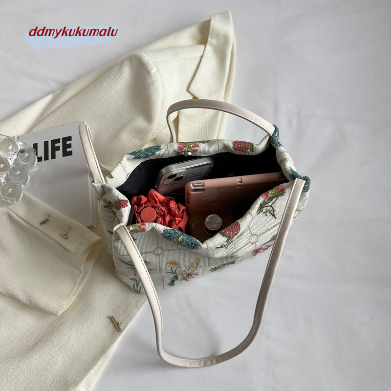 Women Floral Embroidering Designer Shoulder Female Large Capacity Casual Tote Bags for Daily Elegant Sling Handbags 2024 H7.6#24 ddmykukumalu
