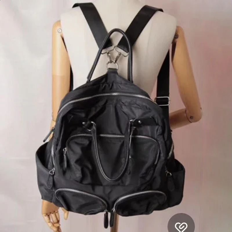 Women Backpack Premium Nylon Fabric Multi Pocket Versatile Fashion Travel Double Shoulder Casual Dual Single Shoulder Crossbody 240909