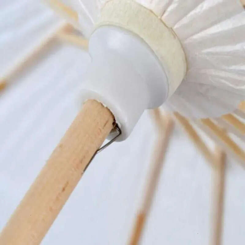 Wedding Umbrella Handmade Diameter 60 Cm Plain White Color Chinese Small Paper Parasol With Bamboo Handle