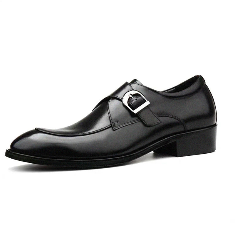 Classic Leather Man Shoes Color Block Round-Toe Buckle Business Dress Leather Shoes Man Casual Wedding Party Shoes For Leisure 240918