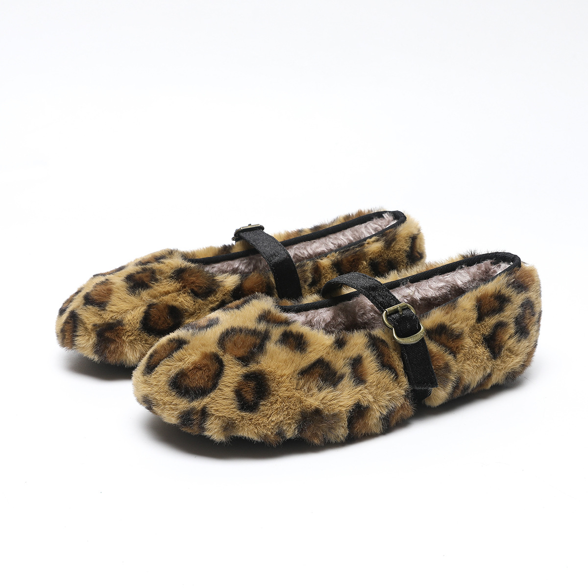 Women Casual Winter Warm Fashion Leopard Print Flat Bottom Plus Size Comfort Free shipping