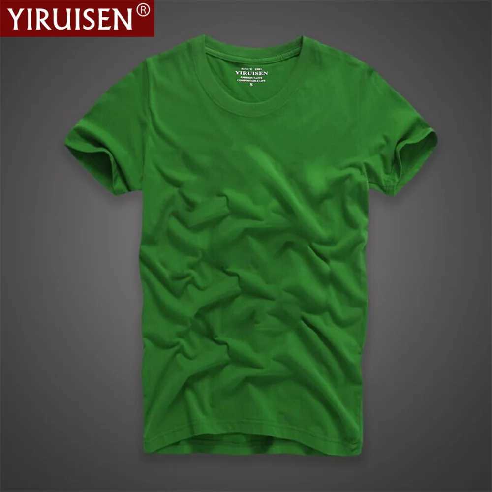 O-Neck Solid Mens T-Shirt YiRuiSen Vintage 100% Cotton Fashion Homme Men Top Tees Casual Clothing Top Quality Soft Short Sleeve Z240919