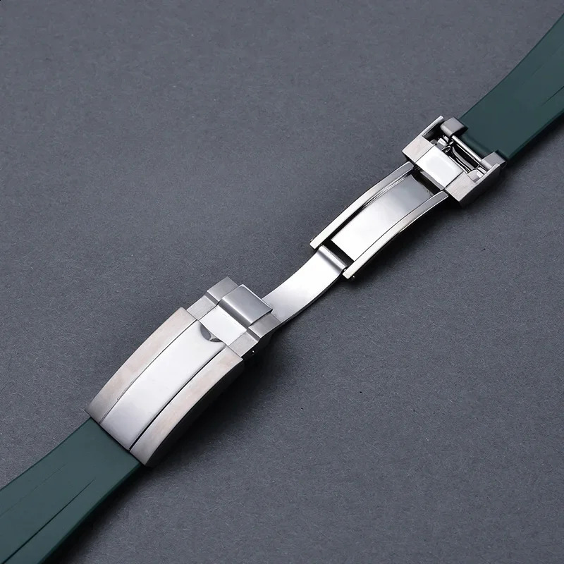 Suitable for Rolex 20 21mm Black Water Ghost Rubber Strap Gmt Submarine Original Solid Stainless Steel Folding Buckle Silicone Watch 240911
