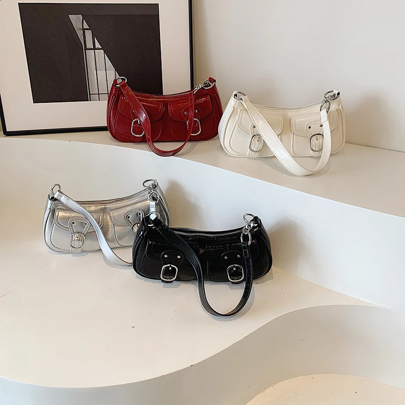 LEFTSIDE Small Double Pockets n Sier Shoulder Bags for Women 2024 Y2K Trend Crossbody Bag Female Handbags And Purses 240914