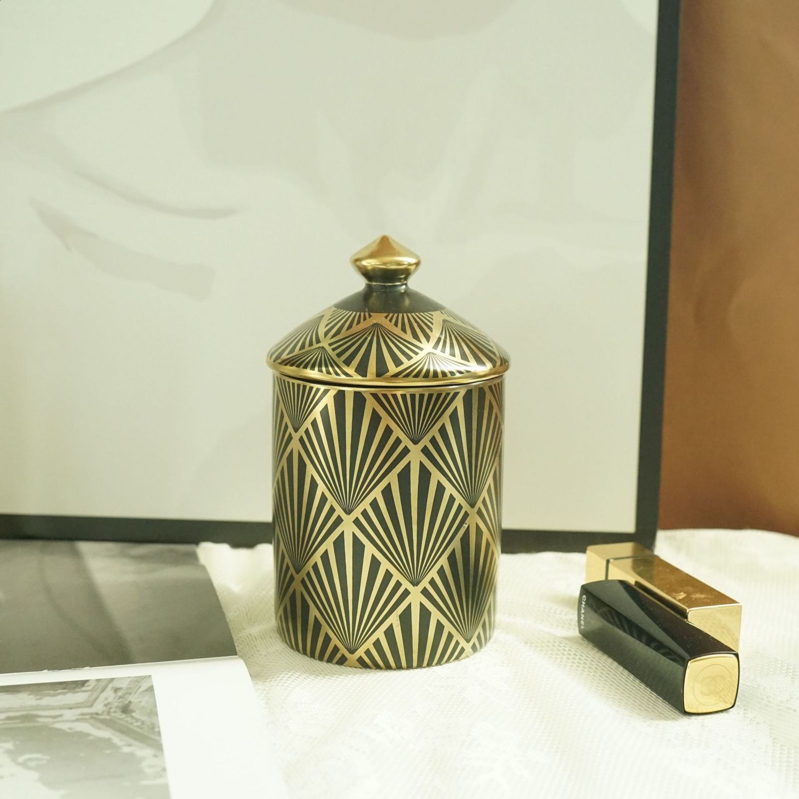 Courtly Check Enamel Canister Black-and-White Kitchen Storage Container with Lid Mini 240820