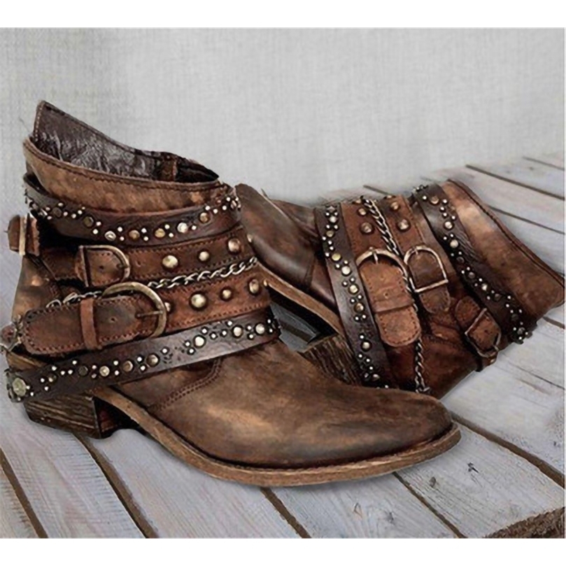 Womens Fashion Retro Small Leg Boots Soft Leather Shoes Womens Autumn and Winter Motorcycle Boots Comfortable Botas Zapatos De Mujer 240919