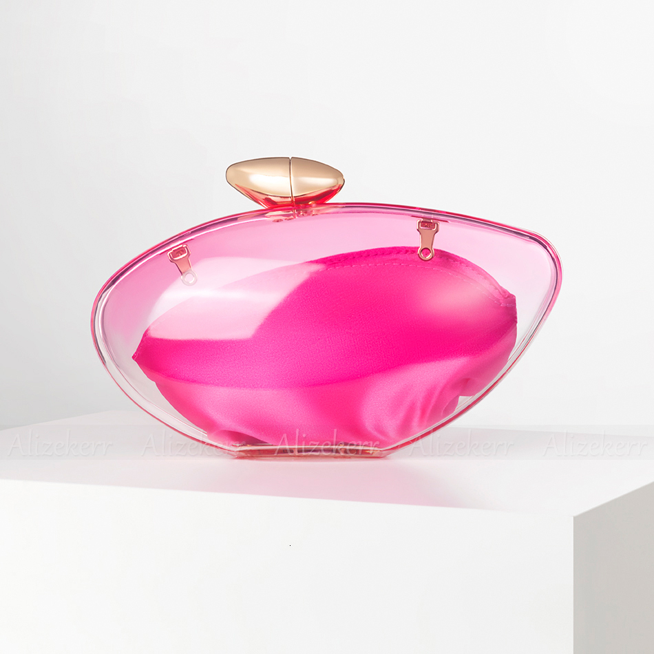 Alizekerr Transparent Acrylic Evening Bags Women Boutique Graduated Color Oval-Shaped Clutch Purses And Handbags Wedding Party