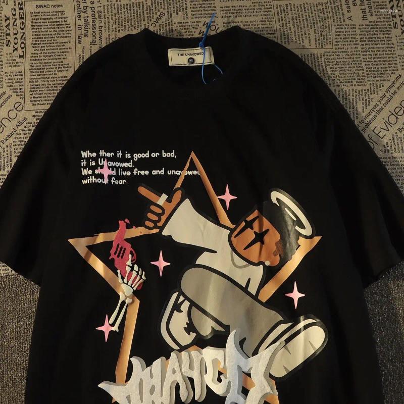 Mens T Shirts American Retro Street Cartoon Graphic T-shirt For Men And Women Summer Loose Hip Hop Casual Couple Short Sleeve Top Clothing
