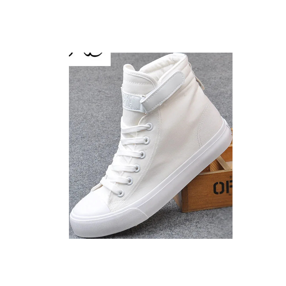 New Fashion High Top Sneakers Canvas Women Casual Shoes White Flat Female Basket Lace Up Solid Trainers Chaussure Femme