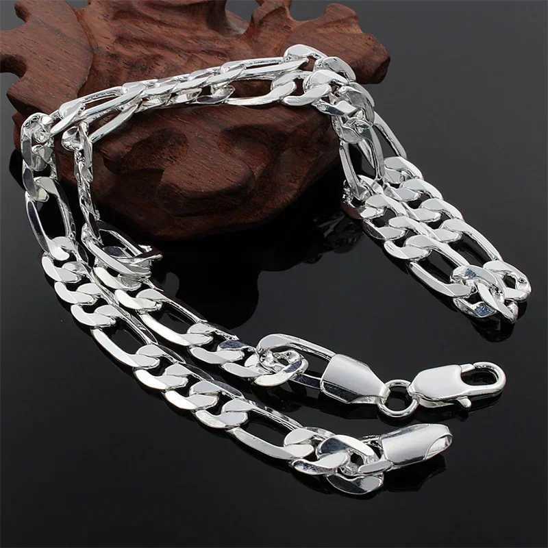 Mens 925 Sterling Silver 4MM/6MM/8MM/12MM Chain Necklace 16-30 Inch for Man Women Fashion Jewelry High End NecklaceX240919