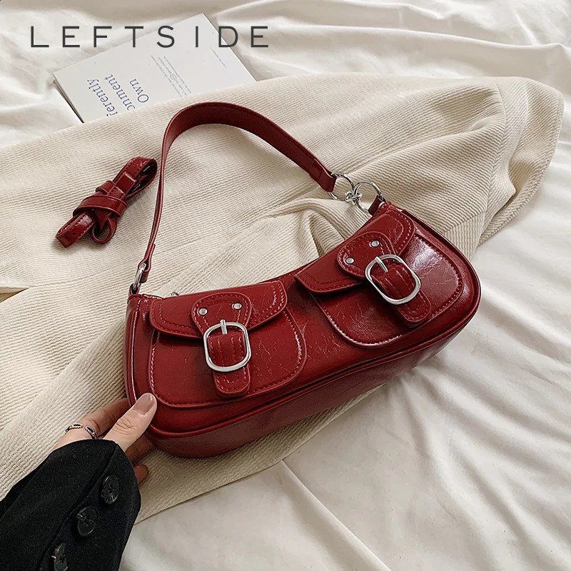 LEFTSIDE Small Double Pockets n Sier Shoulder Bags for Women 2024 Y2K Trend Crossbody Bag Female Handbags And Purses 240914
