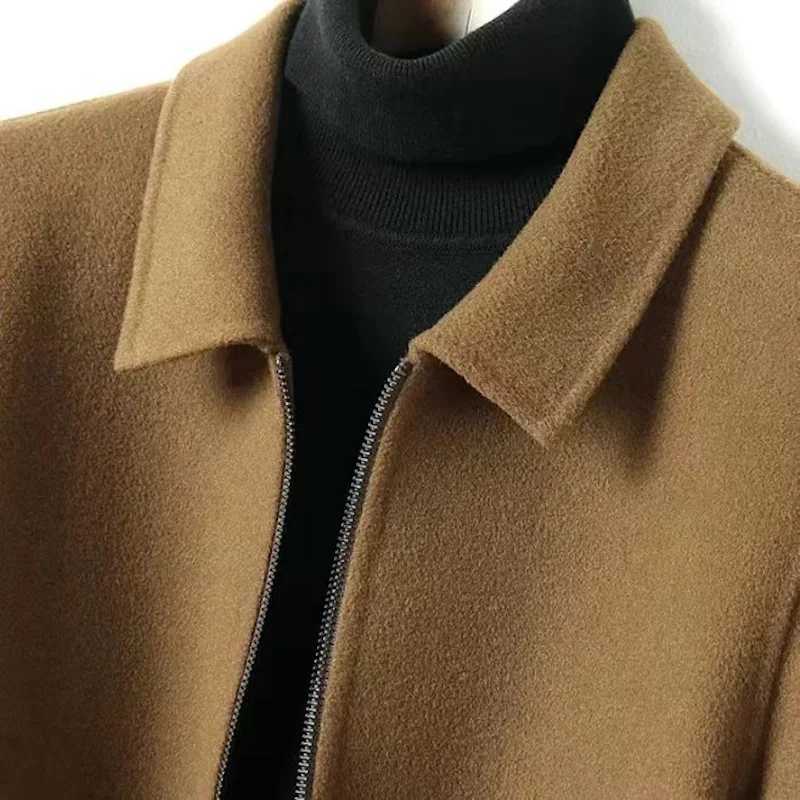 Men's Wool Blends 2024 Autumn/Winter New Korean Mens Wool Coat Business and Leisure Thick Warm Collar Short Sleeve Casual Edition Wool Coat J2408