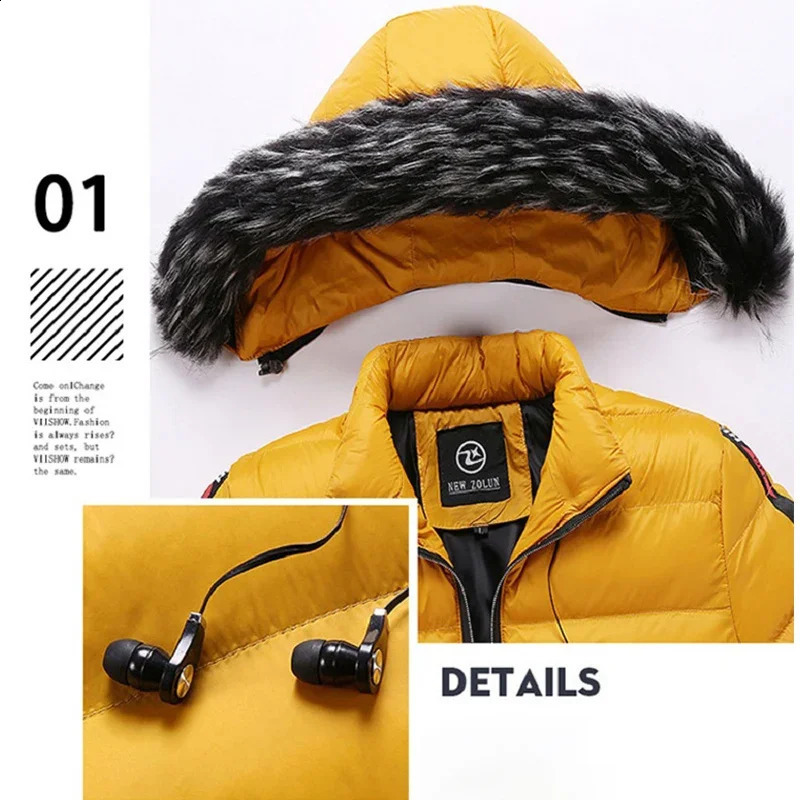 Winter Men Warm Hooded Parkas Jackets Overcoat Coldproof Windbreaker Outwear Parkas Coats Male Outfits Outerwear Clothes 240911