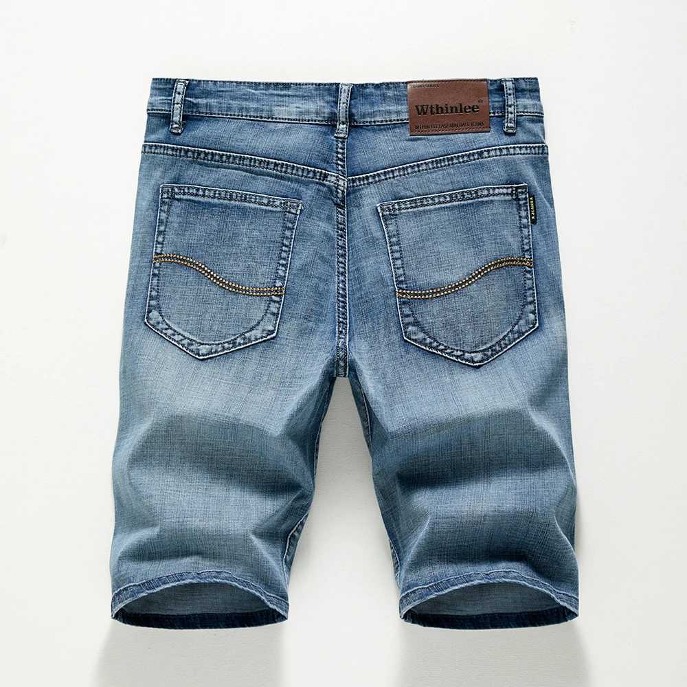 2024 Summer Shorts Jeans Men Denim Pants Stretch Dark Blue Fashion Design Mens Jeans Slim Straight Male Short Jeans HombreX240914