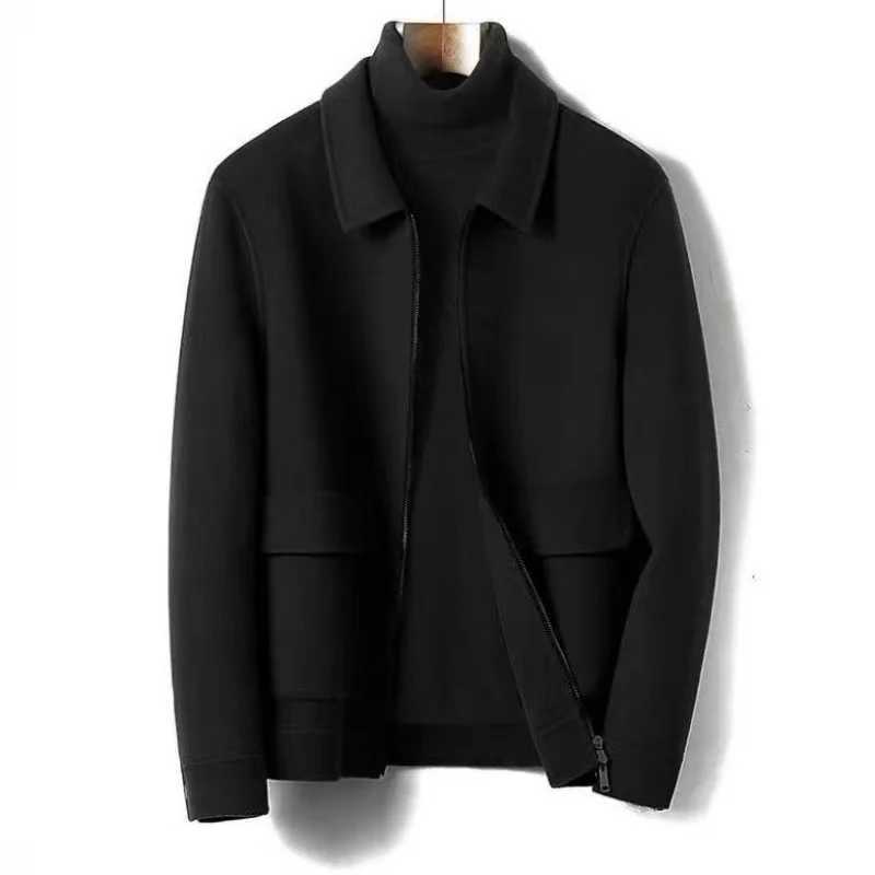 Men's Wool Blends 2024 Autumn/Winter New Korean Mens Wool Coat Business and Leisure Thick Warm Collar Short Sleeve Casual Edition Wool Coat J2408