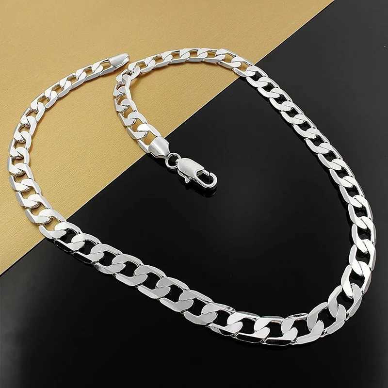 925 Sterling Silver Necklace For Mens 16/18/20/22/24 Inches Classic 8MM Chain Luxury Jewelry Wedding Christmas GiftsX240919
