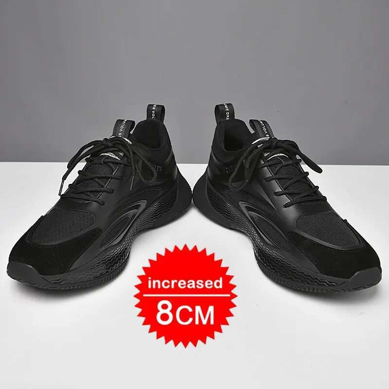 men casual sneakers elevator breathable mesh heightening shoes for Man 8cm 6cm hidden heels height increased