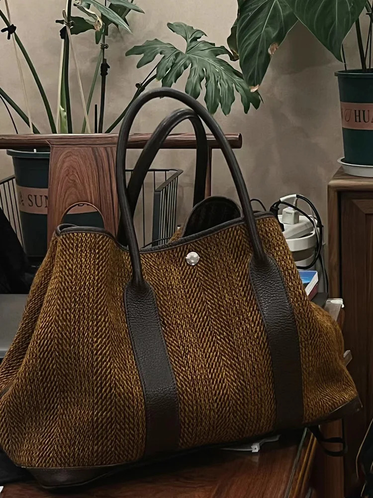 retro casual Meila wool handbag commuting computer bag 240918 7950 4
