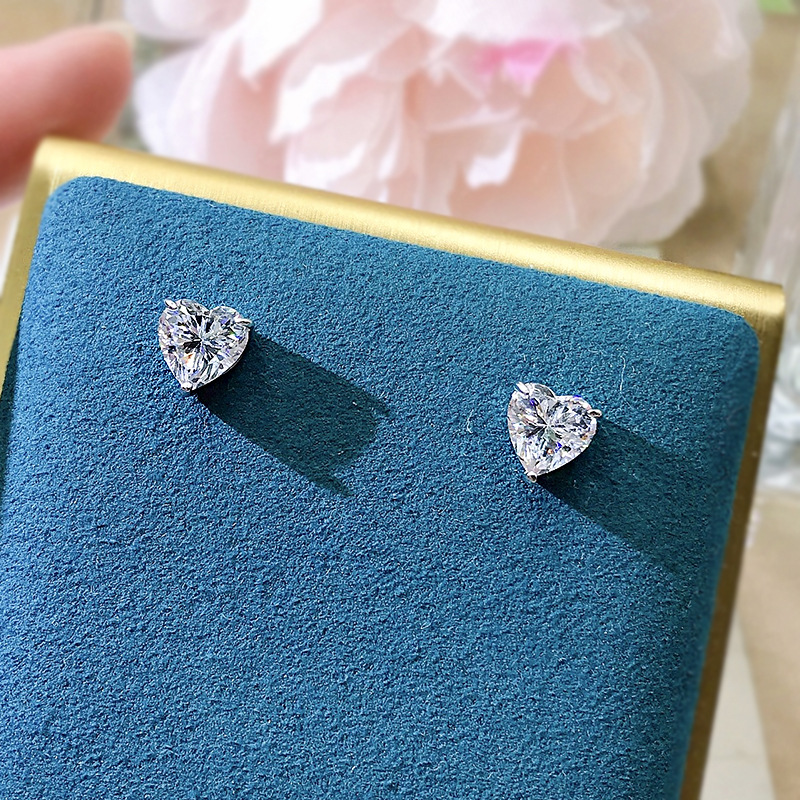 Sterg Sier Moissanite Heart Stud Earrings: Exquisite 2024 Jewelry Gift