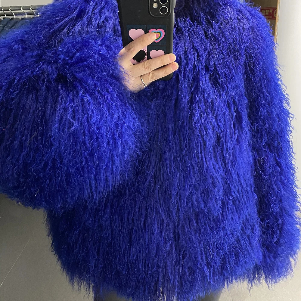 YOLOAgain More Colors Plus Size Mongolia Sheep Fur Jacket Women Winter Warm Curly Flurry Lamb Fur Coat Ladies 240911