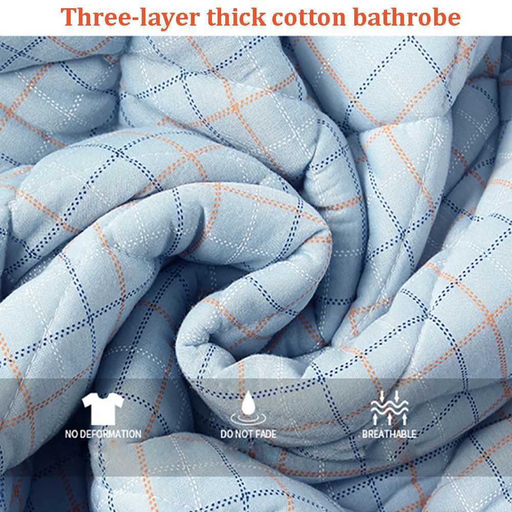 Mens Luxury Plaid Robe Autumn Winter Thick Long Bathrobes Man Cotton Soft Dressing Gown Breathable Kimono Bath Robe Plus Size Y240919