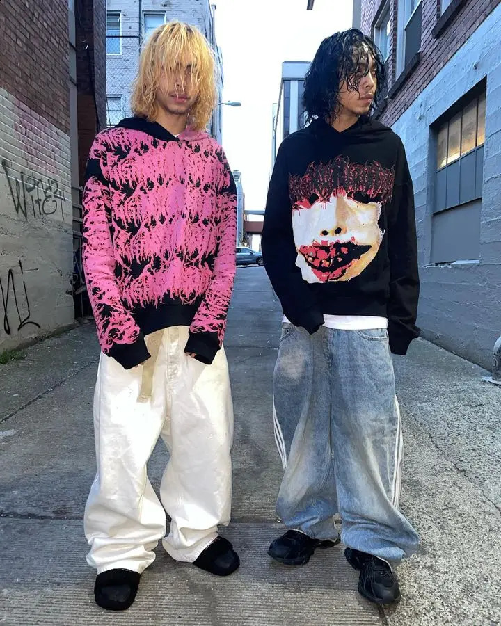 Streetwear Hoodies Harajuku Hip Hop Punk Crying Devil Graphic Print Pullover Hoodie Oversized Sweatshirt Y2K Clothing Men Women 240914